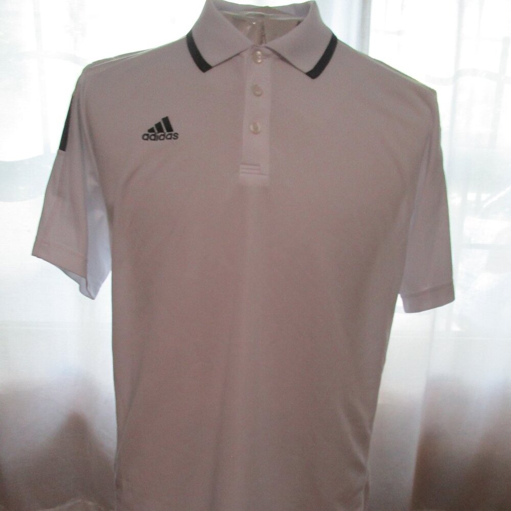 Mens Large Adidas Climalite Polo White with gray